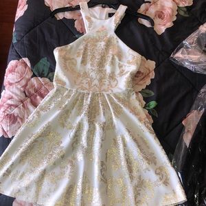 White and gold halter top dress!